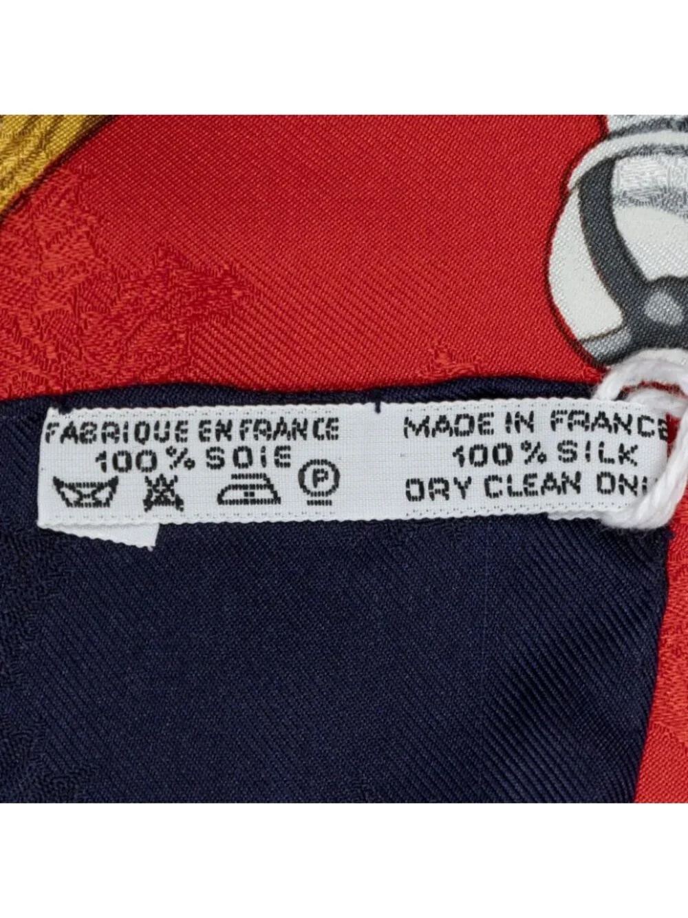 Hermes Scarf Red Navy Jacquard Silk